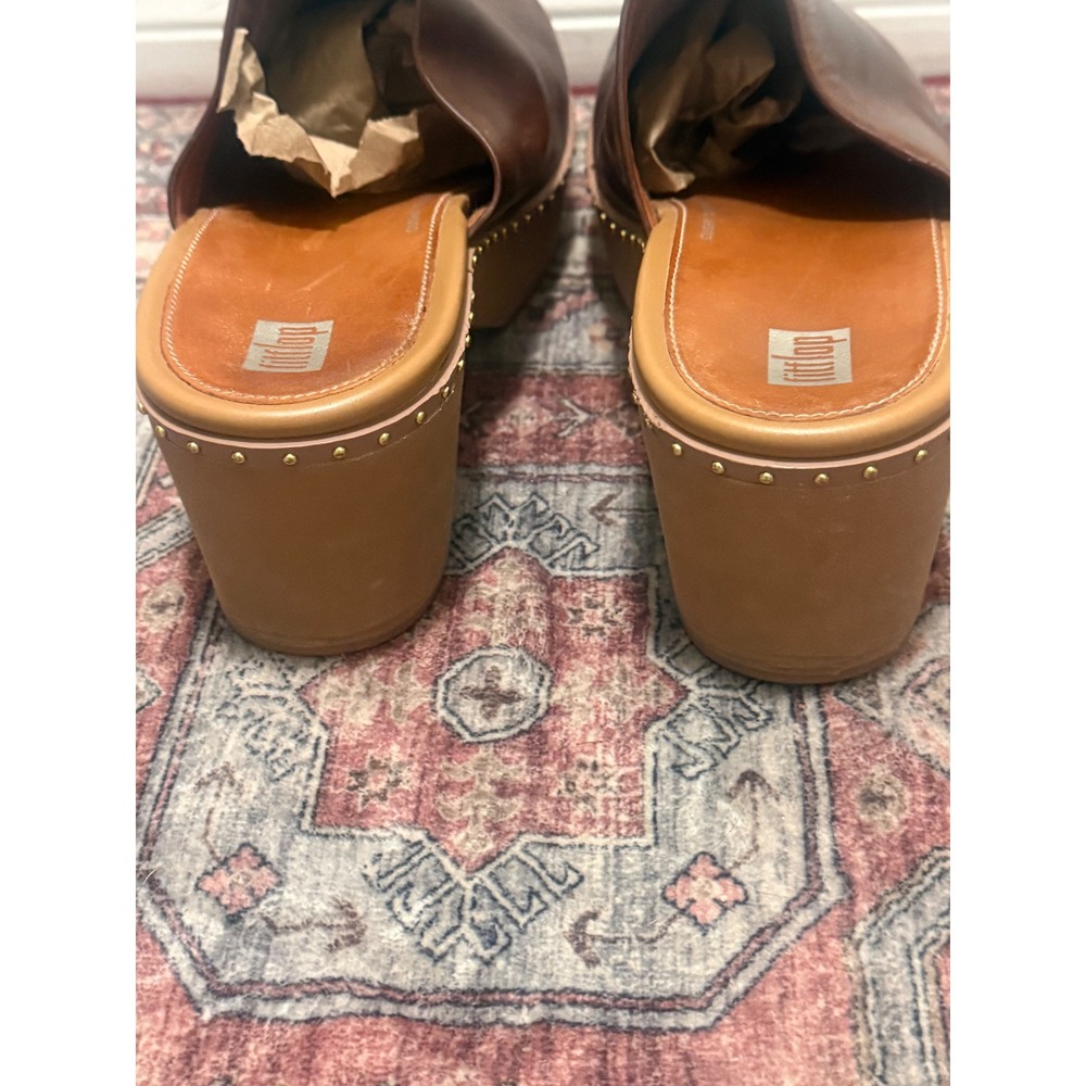 FitFlop Pilar Leather Platform Mules Brown Studded Clogs US 9 EU 41 womens - Picture 5 of 8
